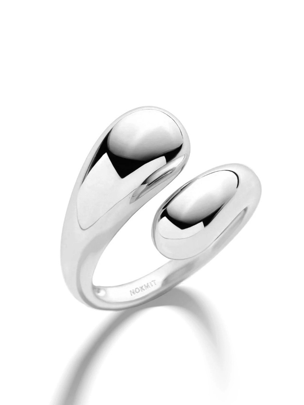 Adjustable Open Teardrop Wrap Bypass Silver Ring NEW